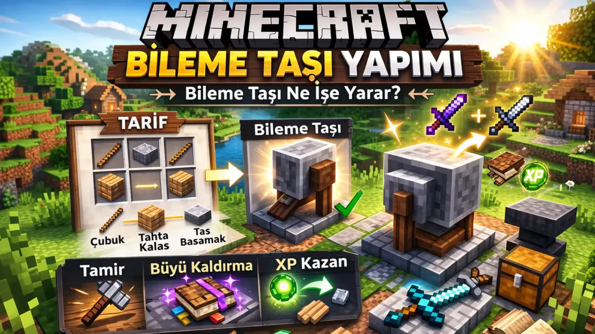 Minecraft Bileme Taşı Yapımı: Bileme Taşı Ne İşe Yarar?