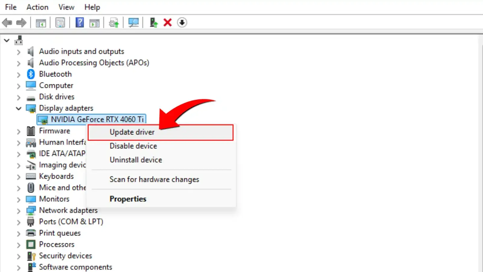 Aygıt Yöneticisinden Ekran Kartı Güncelleme